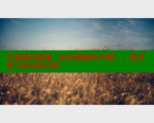 打造精彩剧集《东山飘雨西关晴》，感受爱与命运的交织
